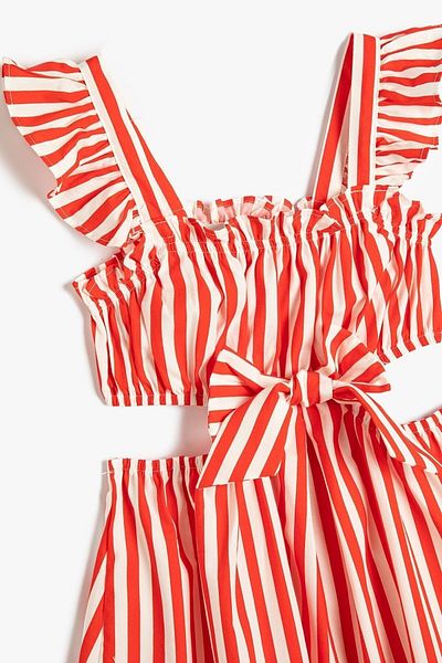 Colorstories Midi Boy Window Detailed Bow Ruffled Cotton Dress