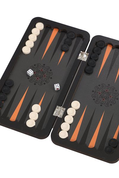 Uçandaire Travel Mini Backgammon - 24x24 Custom Leather Case Pocket Backgammon and Chess Backgammon Chess
