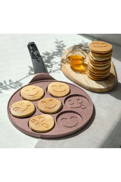 Nehir Cast Iron Gülenyüz Crepe Pancake Pan Rosegold 27 Cm