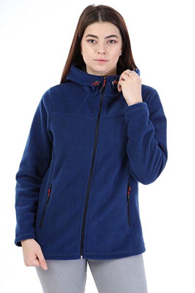 VEGA PORT Γυναικείο Fleece Blue με κουκούλα με φερμουάρ