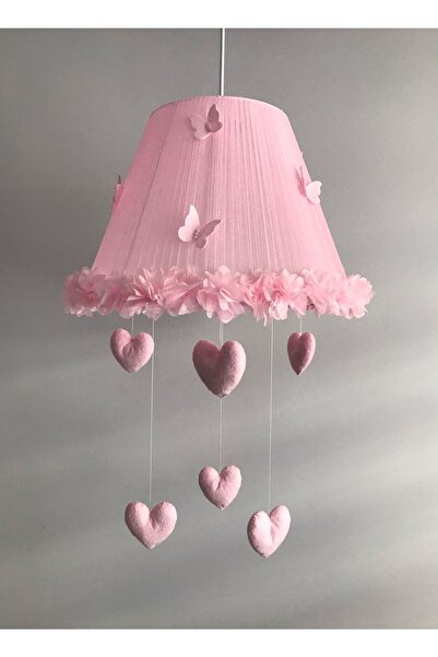 Keçeli parti hayalleri Bebek Çocuk Odası Avize Pembe Tül Pembe Çiçek Pembe Kalp Kelebekli