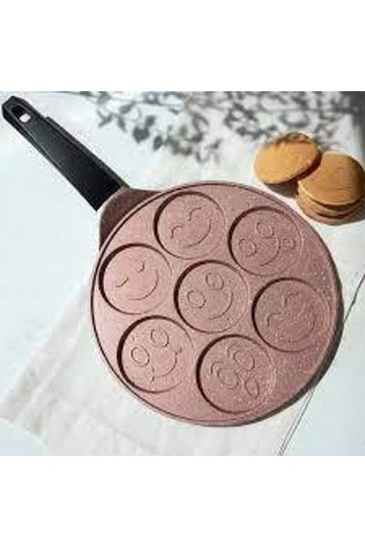 Nehir Cast Iron Gülenyüz Crepe Pancake Pan Rosegold 27 Cm