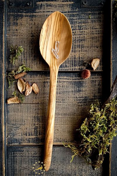 TROYA 20 Cm Natural Olive Tree Soup SpoonStylish and Healthy Soup for Presentations
