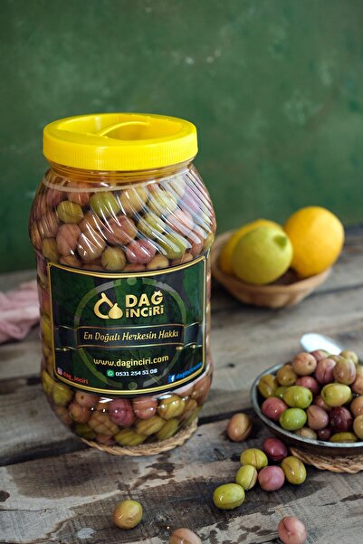 Dağ İnciri Çizik Zeytin 2 Kg- Alacalı Ve Yeşil Karışık Doğal Salamura Yeşil Z...