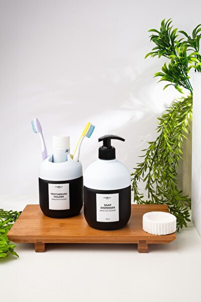 Melkan Home 2-dijelni dozator za sapun od belog stakla i držač četkice za zub...