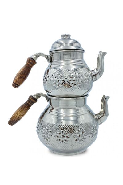 Zinnun إبريق شاي كبير من النحاس مع النيكل