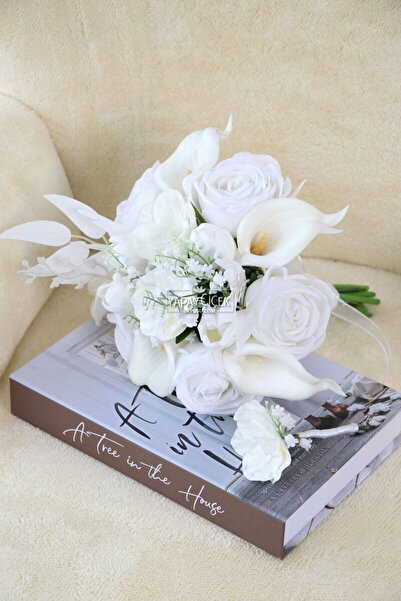 Yapay Çiçek Deposu Gelin Buketi Melek 2li Set Model4