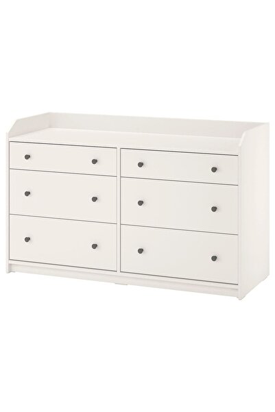 IKEA AKDENİZ HAUGA beyaz 138x84 cm 6 çekmeceli modern şifonyer