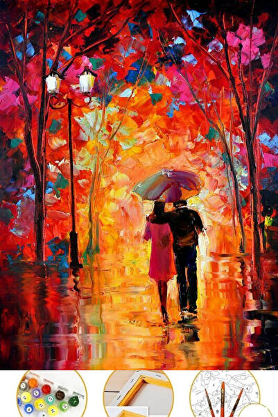 Puzzle Sayılarla Boyama Tuval Seti Fırça Boya Dahil (çıtalı)  AKRİLİK GUAJ BOYA