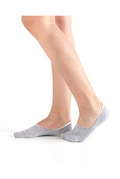 footmania Unisex Gri Babet 6” Çift Çift Kadın Pamuklu Görünmez Çorap Seti(SİLİKONLU DİKİŞSİZ BURUN)