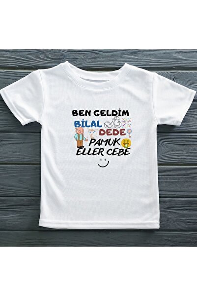 Asilcomkids Ben geldim Dede Pamuk Eller Cebe Yazılı Bebek Tişört