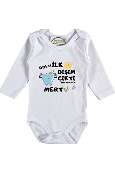 Asilcomkids Dikkat İlk Dişim Çıktı Isırabilirim Yazılı Erkek Bebek Zıbın