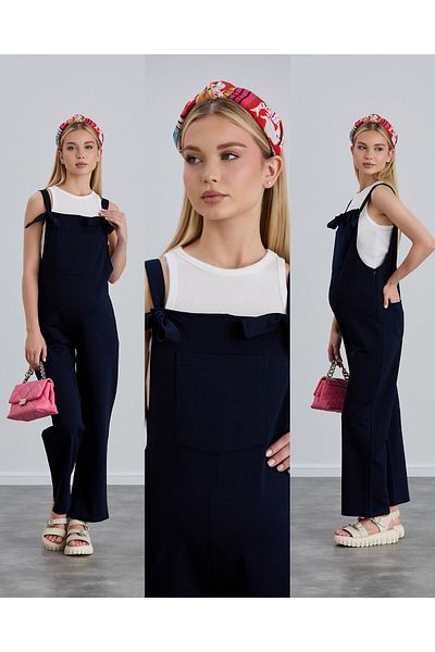 LİYACA Combed Cotton Maternity Gardener Jumpsuit