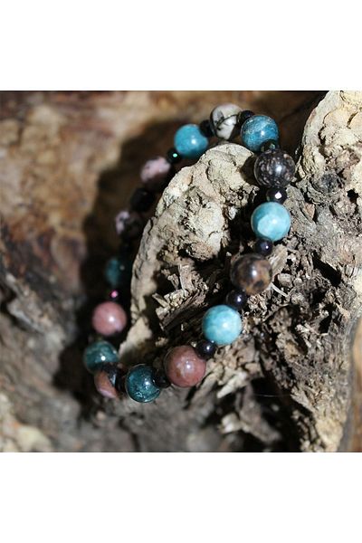Esre Doğaltaş Takı Apatite Rhodonite Natural Stone Learning Grip Exam Bracelet