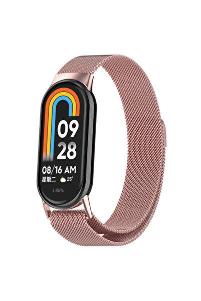 Dexmon Xiaomi Mi Band 8 Uyumlu Metal Mıknatıslı Kordon Bileklik Şık Örme Zinc...