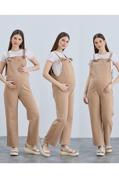 LİYACA Combed Cotton Maternity Gardener Jumpsuit
