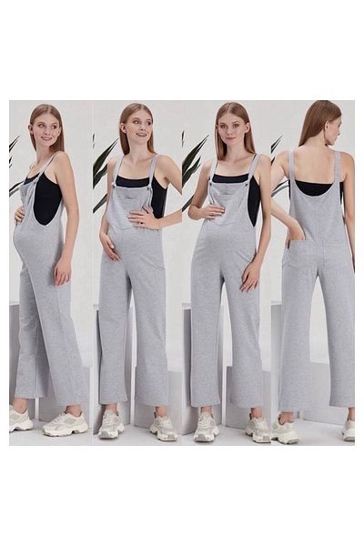 LİYACA Combed Cotton Maternity Gardener Jumpsuit