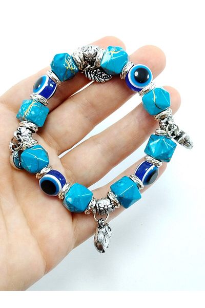 Ennea Art Turquoise Evil Eye Bead Bracelet Special Design Handmade Gift Accessory
