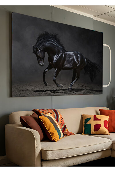 AR AJANS KANVAS TABLO Siyah Asil At Dekoratif Kanvas TABLO