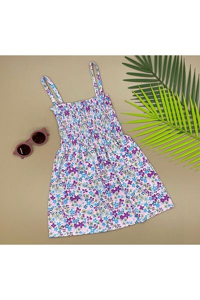 Clown Kids Elastic Cotton Dress for Baby Girl - Strawberry, Flower, Leaf Pattern Clown