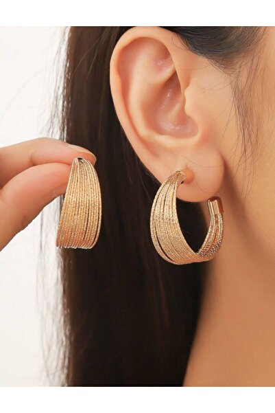 AychaAksesuar İthal Çelik altın renk kuyumcu model hasır kalın halka küpe ay hasır küpe