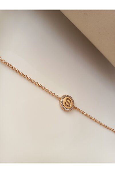 Tişt Accessory Xupıng Zirkon Taş Çerçeveli S Harfli Çelik Bileklik