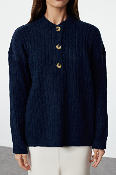 Trendyol Collection Navy Blue Basic Knitwear Sweater - Soft Textured TWOAW25KZ00212