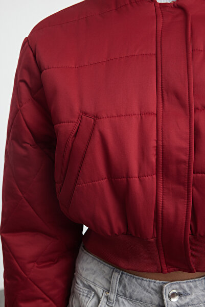 Trendyol Collection Vínová bunda Bomber Puffer Jacket Twoaw25Mo00069
