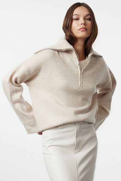 Trendyol Collection Pulover din tricot cu fermoar cu textura moale - TWOAW23KZ00236
