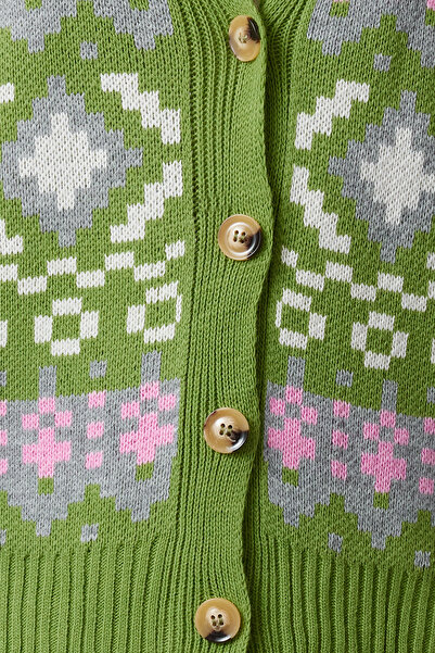 Trendyol Collection Lime Patterned Knitwear Cardigan - TWOAW22HI0329