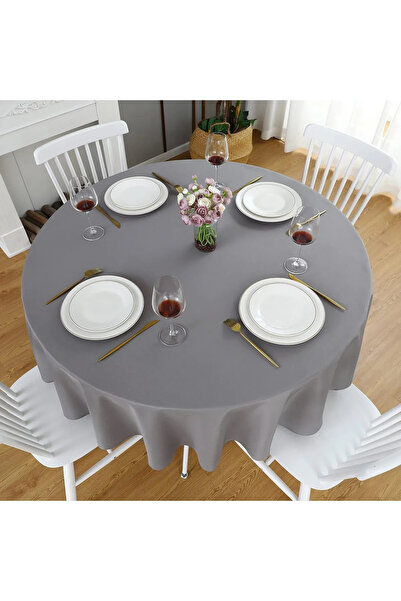 Zeren Home Liquid Resistant Round Care Free Linen Tablecloth Gray