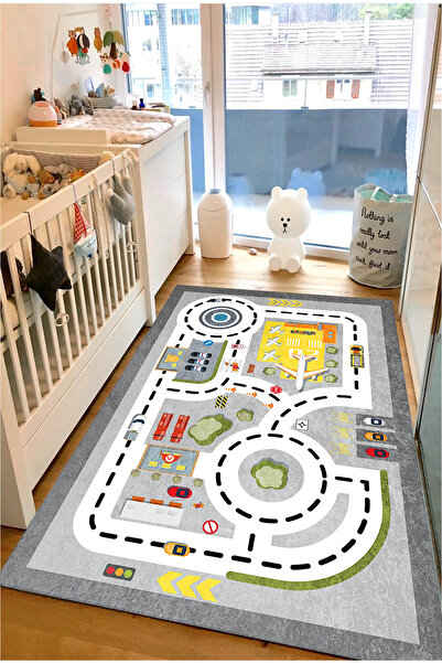 Bebişim Halı Araba Uçak Parkurlu Eğitici Çocuk Halısı