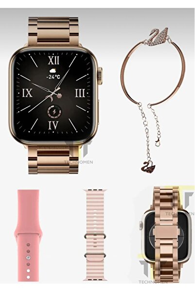 EMİN ENSAR HOME G9 Mini Rose Gold Bileklik Hediyeli Amoled Ekran 41mm Kadın A...