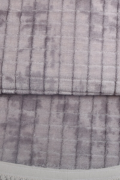 Bonny Home Square Plus Gray Oval Pompom Fringed Runner Non-Slip Based Machine Washable Soft Cutting Carpet