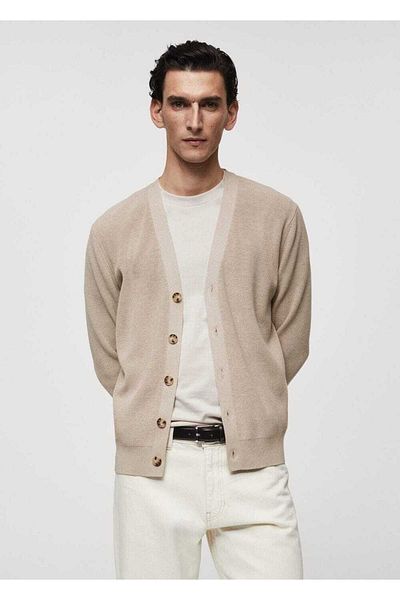 MANGO Man Geknöpfter, gerippter Cardigan