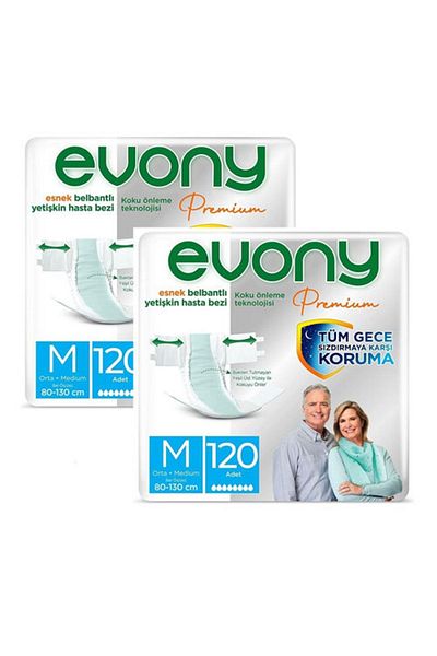 Evony Premium Patient Diapers with Waistband Medium 30 Pieces 2 Pieces