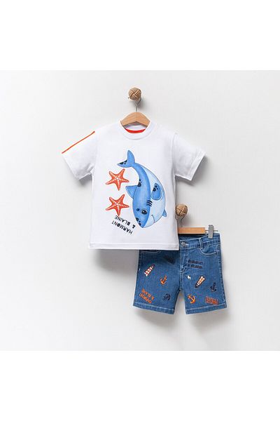 Overdo Boy's Printed T-shirt and Denim Shorts Set
