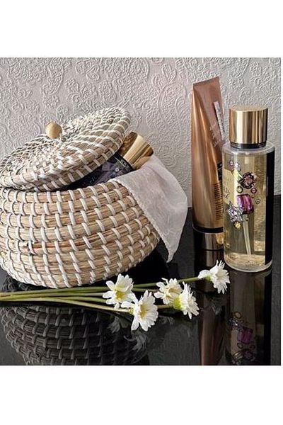 KANCAEV Box, Wicker, Round with lid, Large, Diameter: 22cm. Load:15cm.
