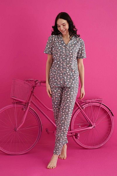 ELİZ HOMEWEAR COTTON BUTTONED PAJAMA SET
