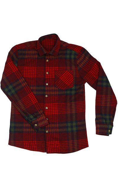 ASG TEKSTİL Burgundy Color Green Striped Men's Lumberjack Shirt