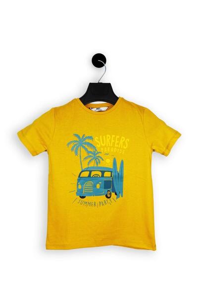 ASG TEKSTİL Tricou pentru copii cu mânecă scurtă de culoare muștar - Petrecere de vară