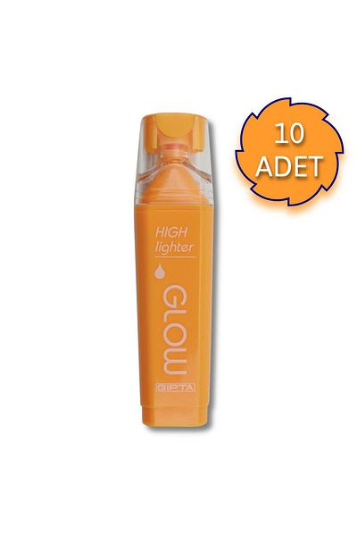 Gıpta Glow Cut Nib Neon Orange Highlighter 10 Pieces