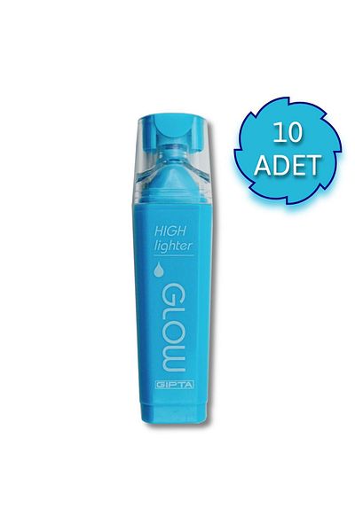 Gıpta Glow Cut Nib Neon Blue Highlighter 10 Pieces