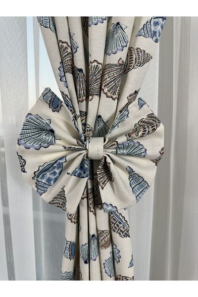 GLOMAR Panama Linen (duck) - Kitchen Curtain, 1/3 Seashell Pattern, Rustic Short Background with Barbecue
