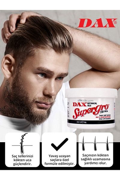 Dax Supergro Men's Hair Care Oil 198 Gr - Anti-Hair Loss & Anti-Dandruff