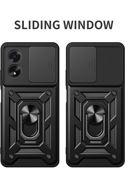 m.tk moveteck Oppo A38 Case with Camera Protection Sliding Ring Armor Military Tank Skid Armor Cover