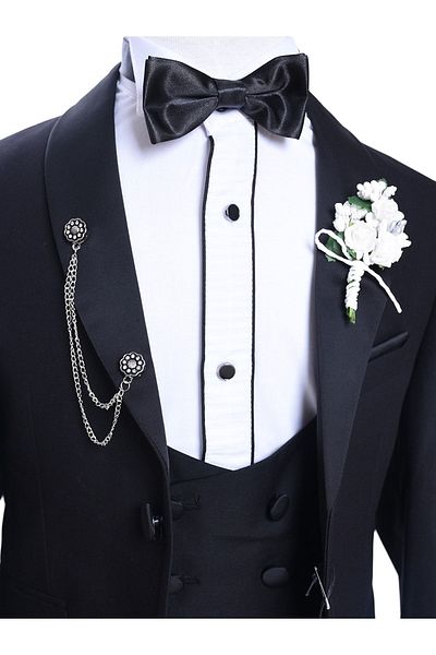 Doctor junior Black 8 Piece Kids Tuxedo Suit