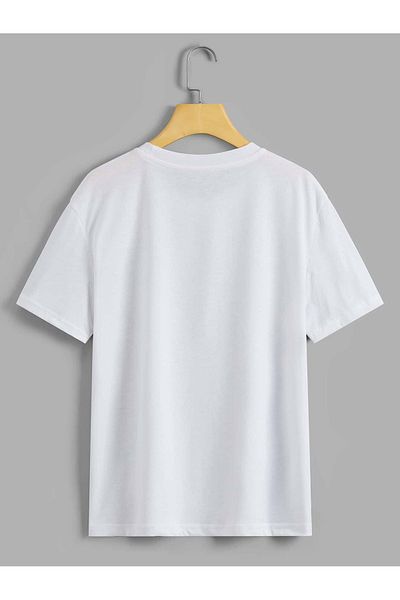 MODARİCH Λευκό εμπριμέ Free Soul Oversize T-Shirt - Crew Neck, Κοντό μανίκι