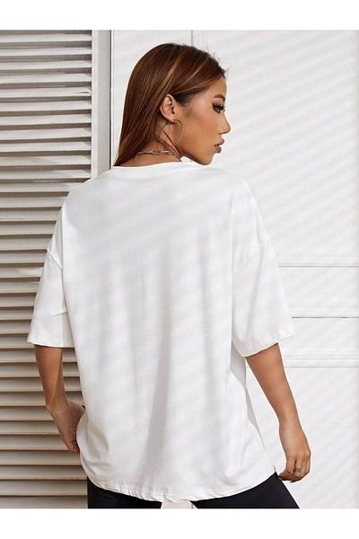 MODARİCH Χαριτωμένο T-Shirt Dinosaur - Λευκό εμπριμέ λαιμόκοψη κοντό μανίκι