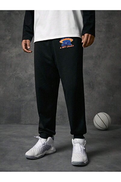 Mythologie 2 Πακέτα Space Jam Sweatpants Jogger - Μαύρο εμπριμέ λαστιχένιο πόδι ψηλόμεσο